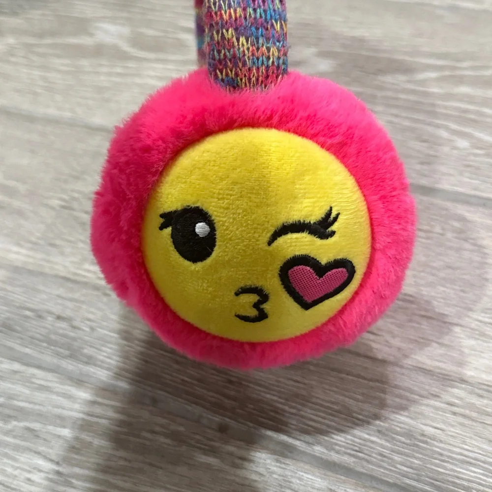 Charlotte Kids Pink And Yellow Emoji Earmuffs Size One Size